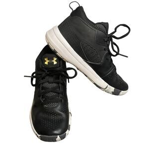 Under Armour Unisex Lockdown 5 Black Basketball Sneakers Size 6Y, EUC